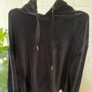 Velour Black cropped hoodie